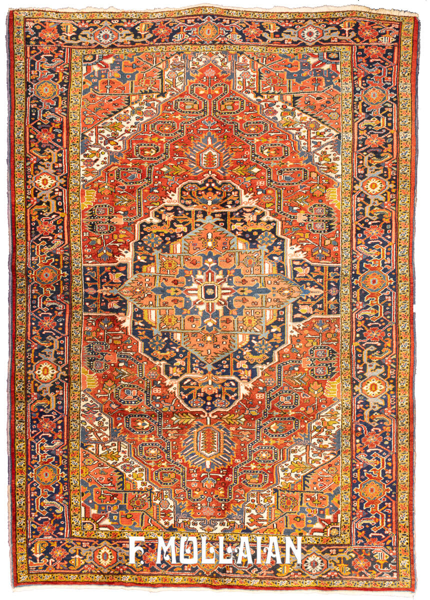 Antique Heriz Rug Rust/Red Color n°:628612